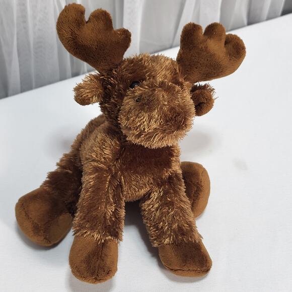 Aurora Moose Reindeer Stuffed Plush Toy Animal Brown Tan 8'' - Picture 2 of 12